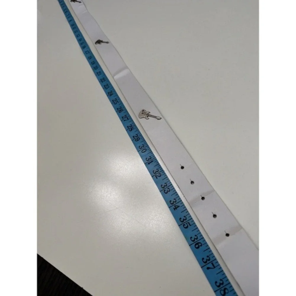 Nashville Music City Guitar Belt White Leather Western Country Size 36. 5143
